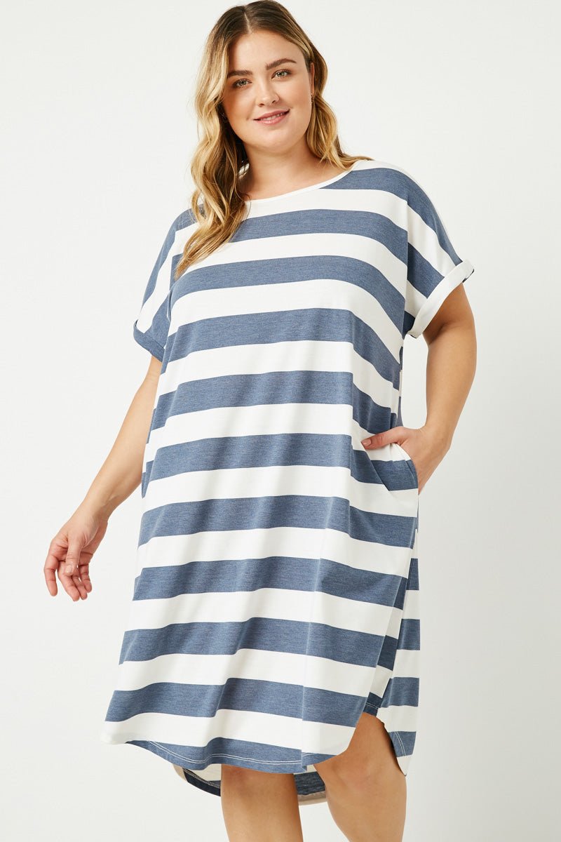 Beach Vibes Stripe Dress Plus - Main & Monroe
