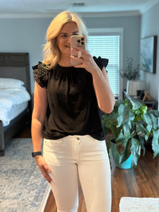 Black Leopard Burnout Top