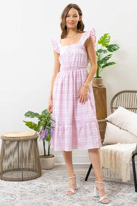 Luxe Lavender Gingham Dress - Main & Monroe