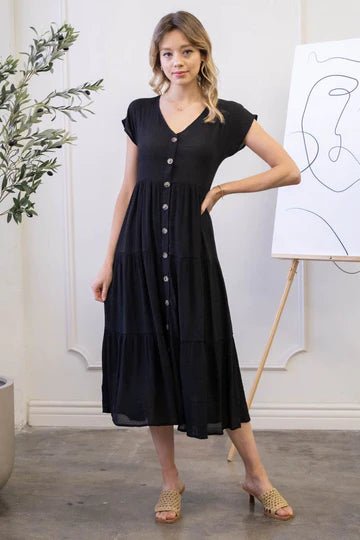 Midnight Rain Button Dress - Main & Monroe