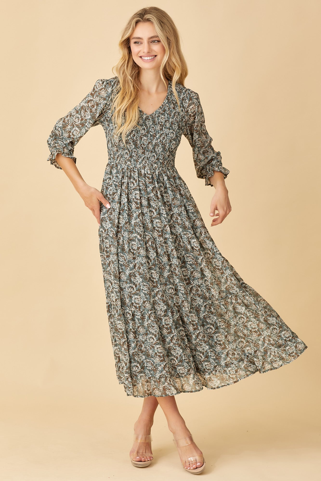 Smocked Midi Dress - Main & Monroe